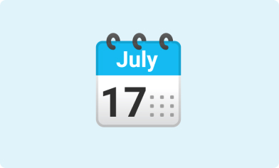 H&S - Calendar Emoji Emoji of a Calendar showing the date of the 17th on a light blue background