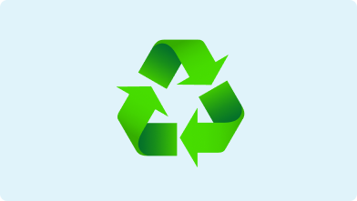 Help and Support - 3G Shutdown - Recycle Emoji of the recycling arrow triangle on a light blue background