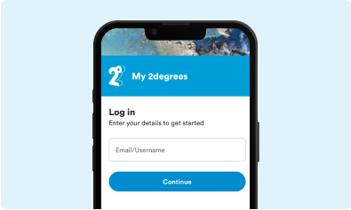 H&S - 2degrees App - Login Screenshot of the log in page of the 2degrees app asking for email or username