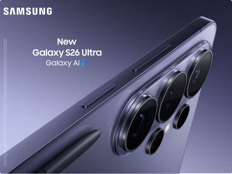 samsung s26 ultra on a purple background