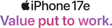 Apple iPhone 17e logo with tag line Value put to work