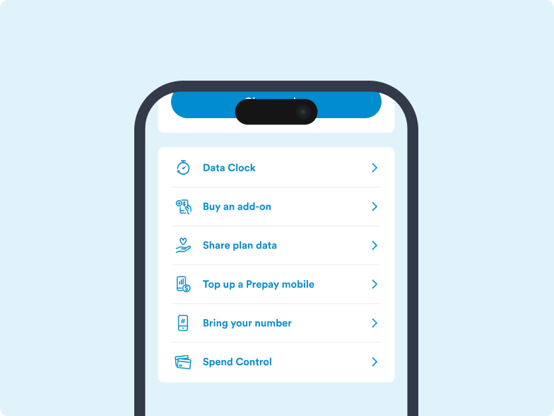 A screenshot of the 2degrees mobile app showing where the option is to Bring your Number