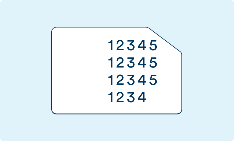 Icon of a physical SIM card showing a number on the card