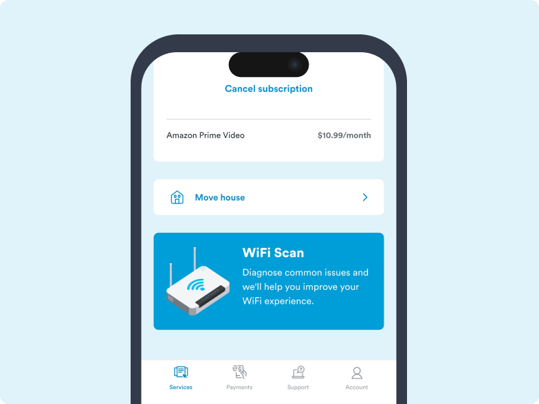 Screenshot of the mobile app advertising the WiFi Scan