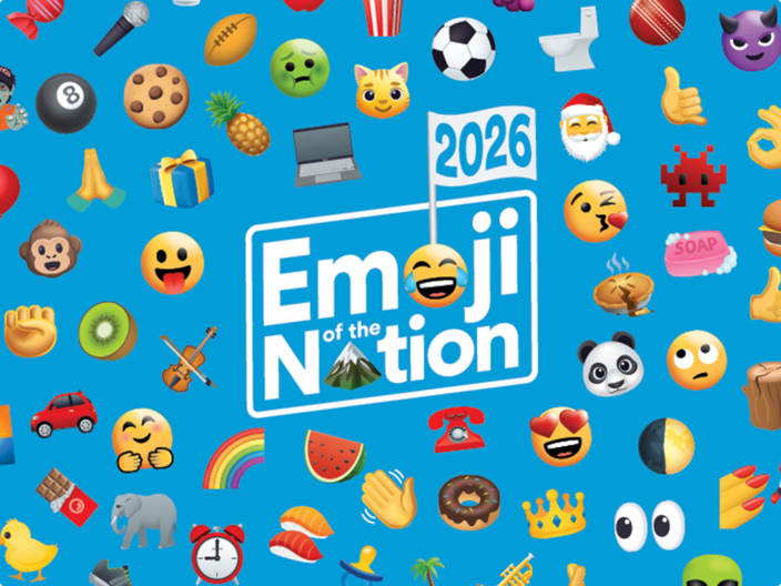 Emoji Nation lock up with lots of emojis on a blue background